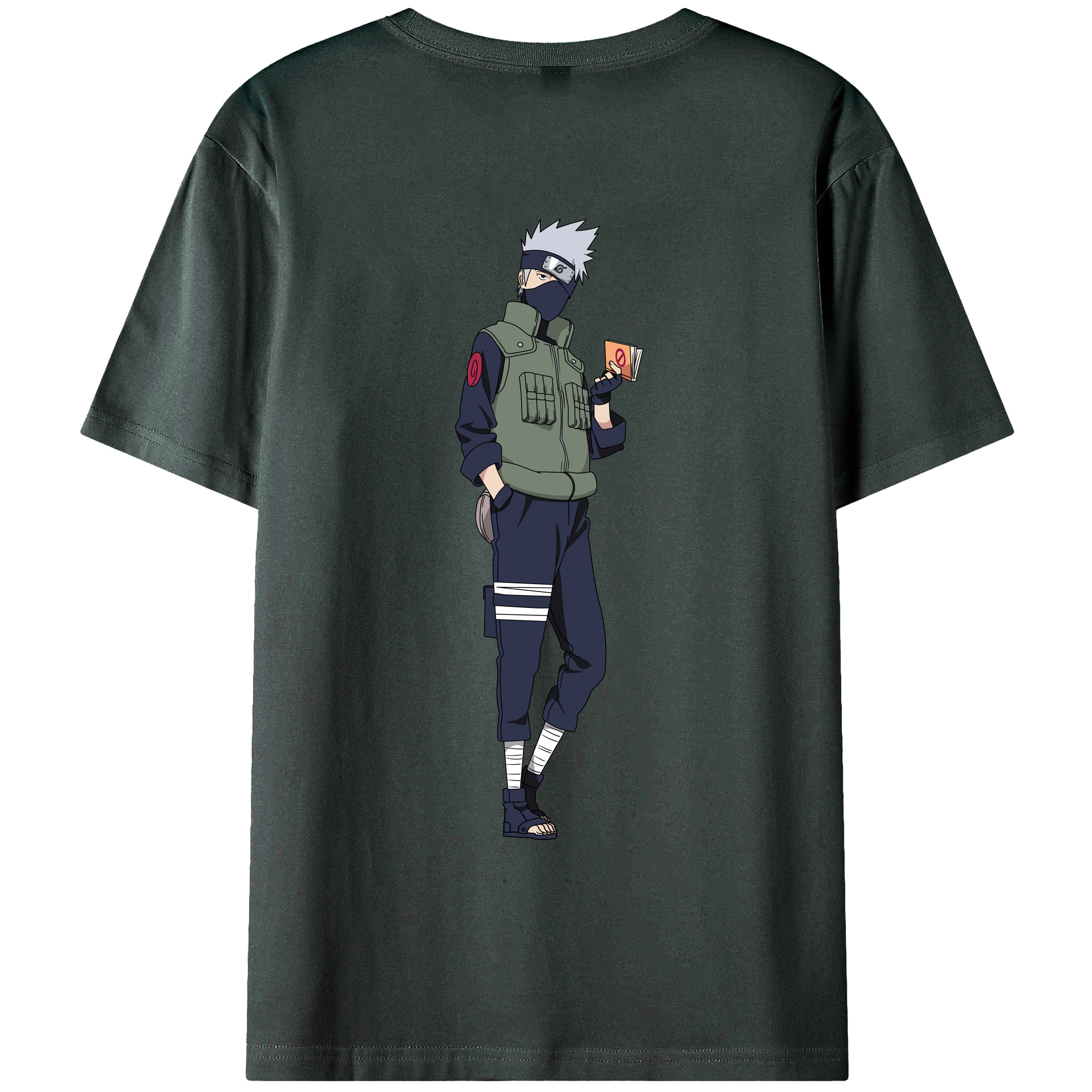 （画像用） NARUTO -ナルト- はたけ カカシ Hatake Kakashi 綿100％ メンズ半袖Tシャツ（バックプリント） 通気性